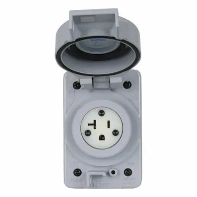 LEVITON LNR96-3 Weather-Resistant Receptacle, 5-20R, 125V AC, 20 A, Gray - Weather-Resistant Receptacles