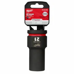 Metric 21 mm 6-point deep impact socket with 3/4" drive and friction retention. Black Phosphate finish. Used with impact wrenches for heavy-duty fastening on industrial equipment, automotive, and construction machinery.