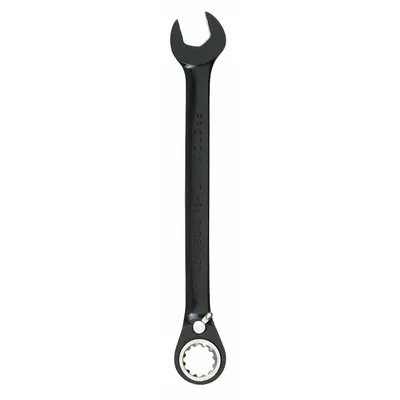 PROTO Combination Wrench: Alloy Steel, Black Chrome, 36 mm Head Size, 19 1/4 in Overall Lg - Metric Spline Ratcheting Combination Wrenches
