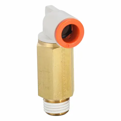 SMC KQ2W11-35AS Push-to-Connect x MNPT Elbow Fitting, 1/4" Thread, Brass, White - Polybutylene & Brass Tube Fittings