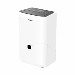 Portable dehumidifier for office and room use, utilizing Low Grain Refrigerant R-32. Measures 19 11/16 in x 12 3/16 in x 9 in. Includes an air filter; drain hose and hour meter not included.