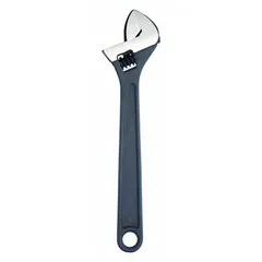 This adjustable wrench is constructed from alloy steel with a black phosphate finish. It has an overall length of 12 inches and a jaw capacity of 1 11/32 inches. Suitable for tightening or loosening nuts, bolts, and fittings in general maintenance tasks.