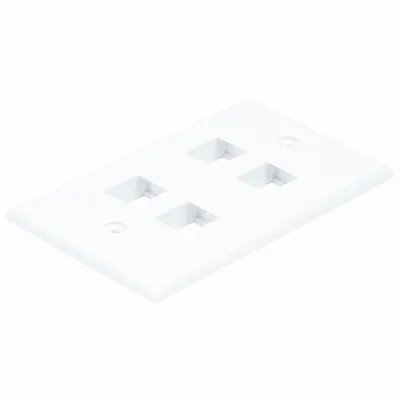 MONOPRICE Wall Plate: White, 1 Gang, 4 Port, Flat Module, Plastic - Keystone Wall Plates