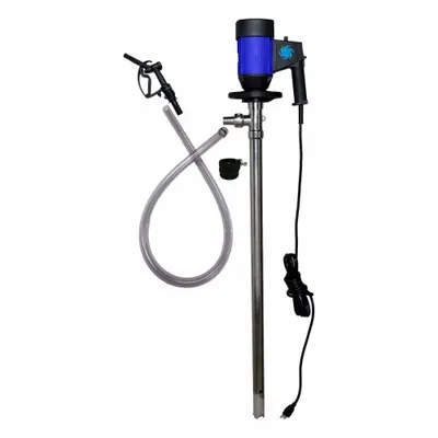 ACTION PUMP Electric Drum Pump: Pump with Hose & Nozzle, 1 hp HP, 115 V AC, 20 gpm - Centrifugal Electric Drum Pumps