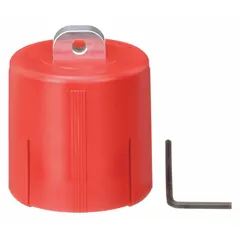 This pneumatic regulator lockout is of the Allen Wrench/Cap/Lockout type. It is used to secure pneumatic regulators during maintenance or servicing, helping enforce lockout/tagout procedures by preventing accidental pressurization.