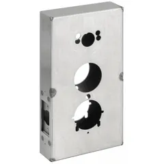 Steel weldable gate box with an unfinished silver finish. Includes five mounting holes and all necessary hardware for installation. Used to enclose and protect gate valves in industrial piping systems where a weldable housing is required.