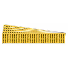 Yellow adhesive pipe markers with black legend reading 'Nitrogen Trifluoride' for pipes with outside diameter 3/4 in and smaller. Sold in packs of 5, without directional arrows. Used to identify piping contents in industrial facilities for safety and compliance.