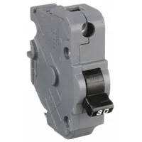 Single-pole miniature circuit breaker rated 30 A at 120V AC with a 10kA interrupting capacity. Compact 1-inch width for branch circuit overcurrent protection in load centers