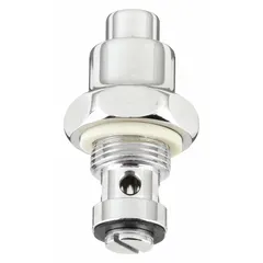Brass valve bonnet for faucet foot pedal and knee pedal assemblies. Used as a replacement part to control water flow in hands-free or foot-operated faucet systems. Compatible with Advance Tabco equipment.