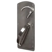 Privacy lever lockset in satin stainless steel and forged brass. Ligature-resistant construction reduces anchoring points for cords or straps. ADA-compliant lever operation. Integrated visual indicator shows locked or unlocked status. Suitable for institutional doors requiring privacy and safety