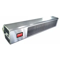 This propane-fired infrared heater is designed for outdoor wall or ceiling suspension. It features a stainless steel silver housing and provides 31,000 BtuH input. At the minimum mounting height of 8 ft, it covers an 8 x 8 ft floor area. Suitable for patios, terraces, and outdoor dining areas.