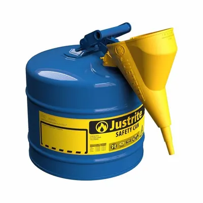 JUSTRITE TYPE I SAFETY CAN: For Use With Kerosene, 5 gal Capacity, Includes Funnel - Kerosene Safety Cans