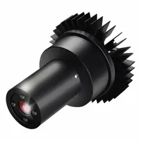 This LED projector displays a red 4-Way Stop safety sign legend onto floors or walls. It operates at 25 W and includes the projector with lens. Typical applications include directing traffic and improving pedestrian safety in industrial facilities such as warehouses and plants