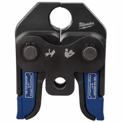 Steel press jaw for use with sub-compact press tools. Designed for pressing 3/4 in PEX pipe onto Viega Pureflow fittings. Used in PEX plumbing systems for making secure connections.