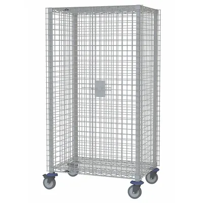 METRO Security Cart: 900 lb, 36 in L x 24 in W Self, 41 in L x 28 in W x 68 in H Overall Dim - Antimicrobial Wire Security Carts