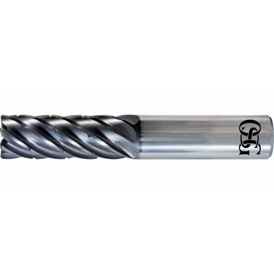 OSG Corner Radius End Mill: Carbide, TiAlN Coated, 7 Flute, 3/8" Mill Dia, 1-1/8" LOC - Fast-Cutting Carbide Corner-Radius End Mills for Stainless Steel & Super Alloys