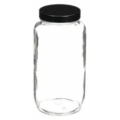Clear Wide Mouth Round Glass Lab Bottle, 960 mL, 70-400, Colorless, Visible Particulate, Pack of 12