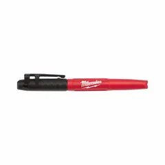 General purpose ink marker with a bullet point and standard actuation style. Features a plastic body and black ink that dries in less than 30 seconds. Suitable for marking on industrial surfaces such as metal, plastic, and wood in construction, manufacturing, and warehouse settings.