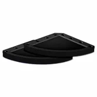 This resin corner shelf kit is designed for use with Suncast plastic sheds featuring a gable roof. The kit includes two black shelves, each measuring 15 in x 15 in x 1 1/2 in, and comes with mounting hardware for installation. Use to organize tools and supplies within the shed