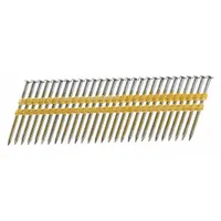 Collated framing nails with a 2.5-inch overall length, plain flat smooth shank, and diamond point. Suitable for high-speed pneumatic nailing in wood framing, sheathing, and decking applications. Supplied in a 4,000-piece pack