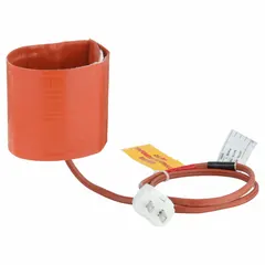 Silicone rubber beaker heater for 250 mL beakers, rated 150 W. Features removable hook-and-loop fastener for flexible attachment. Ungrounded; requires separate controller. Overall dimensions 12 1/4 in length by 2 3/4 in width. Used for controlled heating of beakers in laboratory and industrial settings.