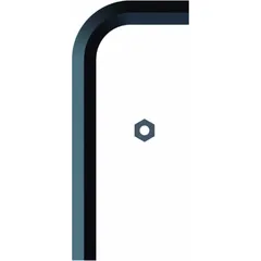 L-shaped hex key with 3/16 in SAE tip size, long length, made of alloy steel with black finish. Features two tips for driving hex socket fasteners at an angle. Suitable for machinery assembly, automotive repair, and industrial maintenance.