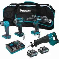 The Makita GT401M1D1 is a 40 V DC cordless tool combination kit from the XGT series. It includes four tools and a flashlight, with a battery included for cordless operation. This kit is suited for construction, renovation, and maintenance tasks requiring drilling, fastening, cutting, and illumination.