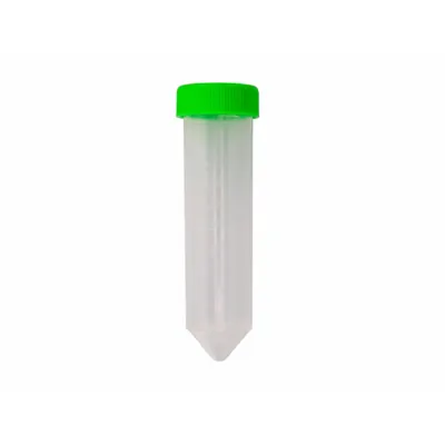 OEM PPCO Centrifuge Tube, 50 mL, Conical Bottom, Natural, with Green Closure - Plastic Centrifuge Tubes
