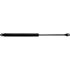 Gas spring with 23 1/16 in extended length and 67.4 lbf force. Includes hinge eye end fittings. Provides controlled lifting and counterbalancing for industrial hatches, doors, panels, and access covers.