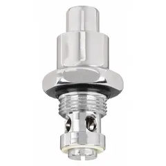 This brass foot pedal with chrome finish is a replacement part for Zurn faucets. It has an overall width of 1-3/8 in and includes a cartridge/washer assembly. Commonly used in commercial or industrial settings such as laboratories, hospitals, and kitchens for hands-free operation.