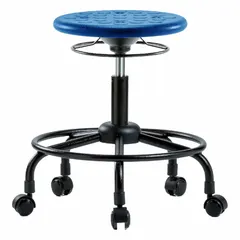 Polyurethane Lab Stool with Foot Support, 20-25 in Height, 5 Casters