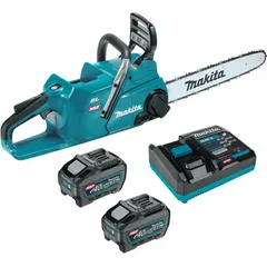 This 40 V battery-powered chainsaw features a rear handle design and a 16-inch bar length. It includes an adjustable/automatic chain oiler and delivers 42 cc equivalent power. Suitable for tree care, pruning, firewood cutting, and general outdoor maintenance where cordless mobility is desired.
