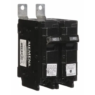 SIEMENS B240HH Miniature Circuit Breaker, 40A, 120/240V AC, 2-Pole, Bolt-On - B Series, Bolt-On Siemens Miniature Circuit Breakers