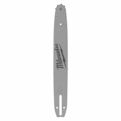This MILWAUKEE guide bar is designed for use with Milwaukee chain saws. It features a 14-inch compatible bar length, 3/8-inch pitch, 0.05-inch gauge, and 59 drive links. Suitable for pruning, limbing, and general cutting tasks.
