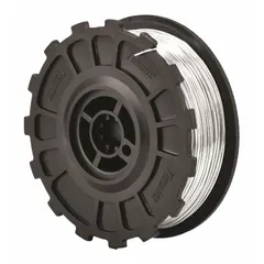 Steel rebar tie wire for securing reinforcing bars in concrete construction. Each coil is 330 ft long, with 3 wraps per tie. Pack of 50 coils. Suitable for tying rebar in foundations, slabs, walls, and columns.