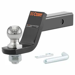 This CURT ball mount kit is designed for Class III vehicles, providing a non-adjustable connection for towing trailers. It features a 2-inch diameter ball and a 1-inch compatible ball shank, constructed from carbon steel with a rust-resistant powder-coated finish. The kit includes a pin and clip for secure attachment to the hitch receiver.