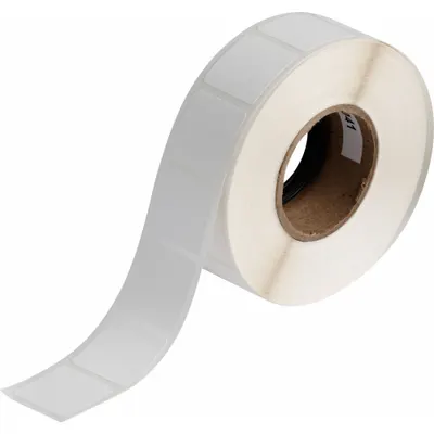 BRADY Pre-Cut Label Stock Roll: 1 in x 1 in, Acrylic, Permanent Adhesive, 1,400 Labels - Brady Inkjet Precut Label Rolls