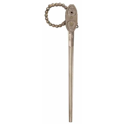 AMPCO Chain Wrench: Natural, For 12 in Outside Dia, 54 3/4 in Chain Lg - Double End Nonsparking Chain Wrenches