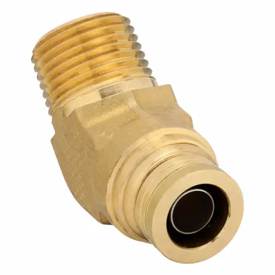 PARKER Push-Fit Elbow Fitting: 3/8 in OD x 3/8 in Pipe Fitting Size, Push-to-Connect x MNPT - Brass Air Brake Fittings
