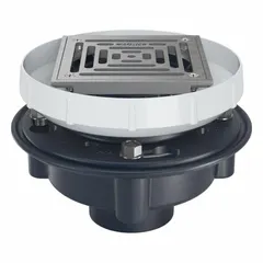 This height adjustable floor drain from ZURN features a 6 in stainless mesh screen grate and a 3 in nominal pipe size with solvent weld connection. Constructed of ABS material in silver, it is used for collecting and removing surface water in commercial and industrial settings such as mechanical rooms and parking garages.