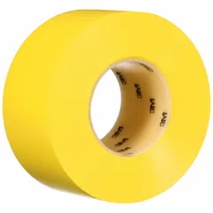 This solid yellow floor marking tape is made from thick 33 mil vinyl for extra durability in high-traffic areas. It is liner-less for easy application and comes in a 4-pack of 3 in x 108 ft rolls. Commonly used for aisle marking, hazard identification, and general traffic management on concrete or epoxy floors.