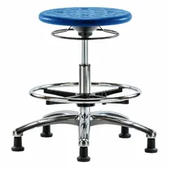APPROVED VENDOR Polyurethane Lab Stool, ISO 4 Clean Room, Adjustable Height 19 1/4-27 in, 13x13 in Seat, Aluminum Base, 5 Glides
