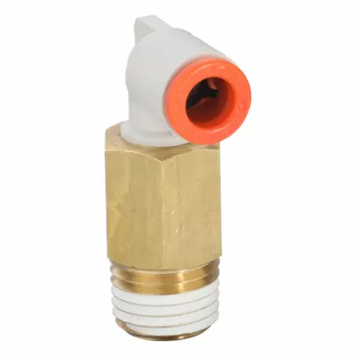SMC KQ2W13-37AS Push-to-Connect x MNPT Elbow, 1/2" Thread, Brass, White - Polybutylene & Brass Tube Fittings