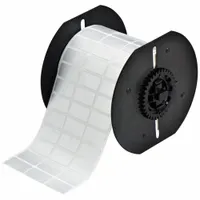 Pre-Cut Label Stock Roll: 1/2 in x 1 in, 1 in x 1/2 in, Metalized Polyester, Silver (MPN B33-5-435)