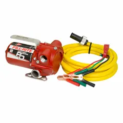 This portable DC-powered fuel transfer pump operates on 12 V DC with a 1/6 hp motor and a maximum flow rate of 8 gpm. The cast iron housing provides durability for transferring non-flammable fluids such as diesel, kerosene, and hydraulic oil from drums or tanks. This pump-only unit does not include a meter.