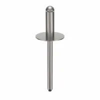 Large flange blind rivet with 0.183" diameter and 1 40/47" length, supplied in a 100-piece pack. Body length is 35/64" and overall length is 1 27/32". Designed for fastening materials where access is limited to one side, the large flange distributes load over a wider area to reduce pull-through in softer materials