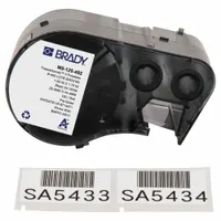 Combined Label and Ribbon Cartridge: Rectangle, 1 in x 1 3/4 in, Cryogenic Polyester, Black on White (MPN M5-125-492)