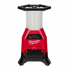 This M18™ site light delivers up to 9,000 lumens with three selectable modes, powered by 18V DC. With a maximum height of 31 5/16 inches, it provides bright illumination for construction, maintenance, and industrial work areas requiring portable lighting.