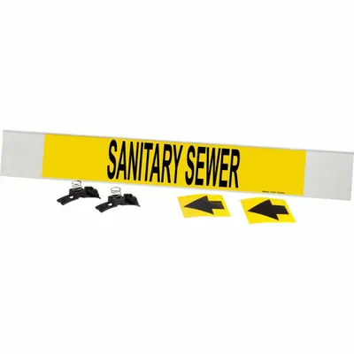BRADY Sanitary Sewer Fiberglass Carrier Mounted Pipe Marker with Strapping - Sanitary Sewer Fiberglass Carrier Mounted with Strapping Pipe Markers