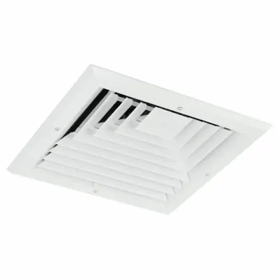 OEM Diffuser: Ceiling/Wall, 13 in H, 13 in W, Surface Mount, 10 in Duct, Aluminum - Square Louvered Diffusers
